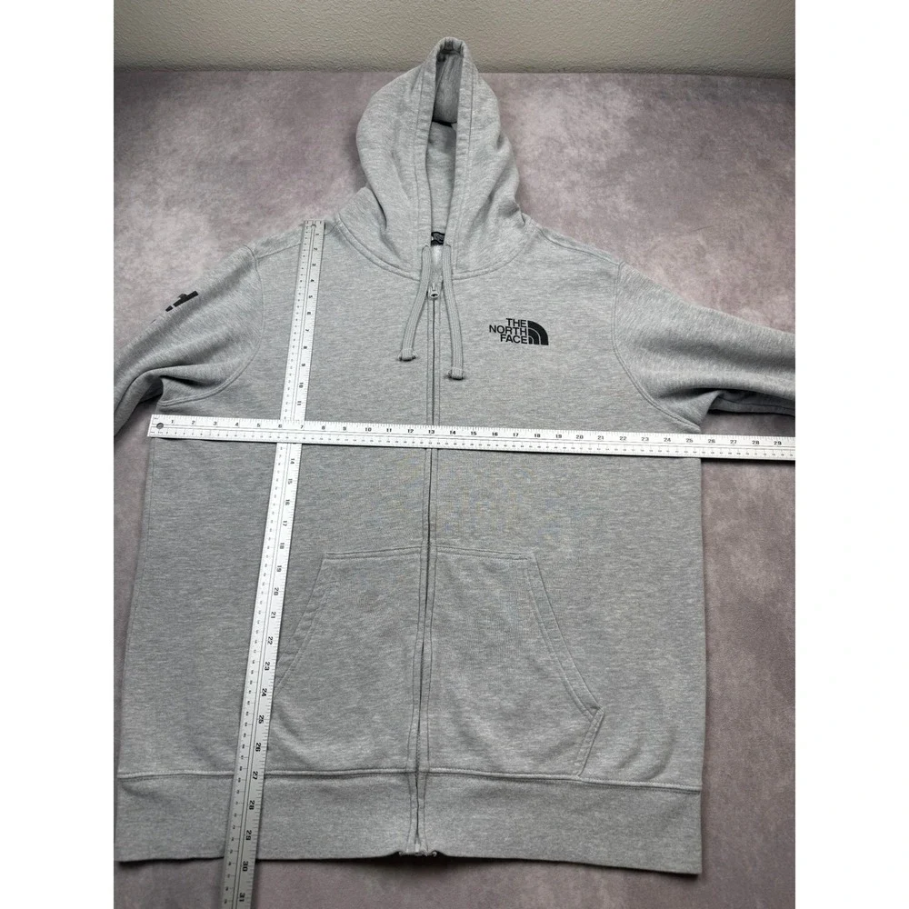 The North Face Mens XL Gray Full Zip Graphic Sleeve Logo Hoodie Sweatshirt Layer